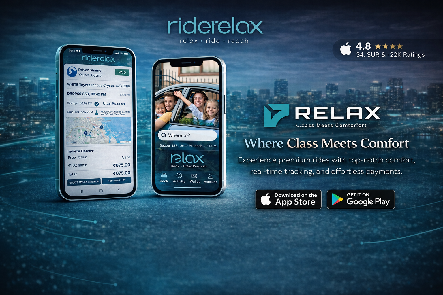RideRelax Premium Chauffeur Booking App — Luxury Cab Rental & Car Hire Service